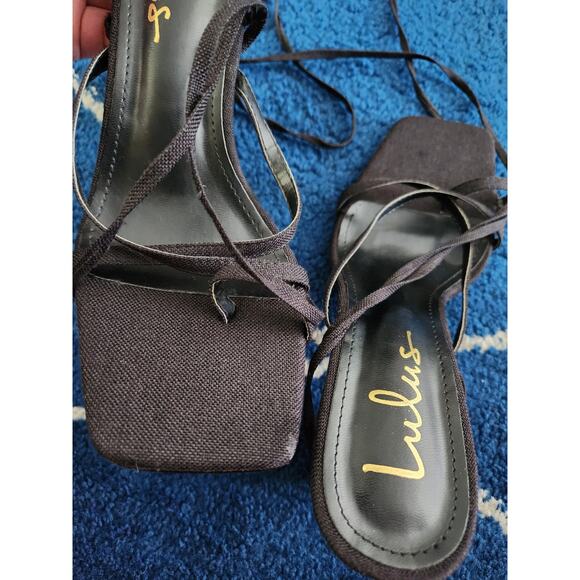 Lulus Women Square Toed  Gladiator Wooden Heels sz8 - Picture 4 of 5